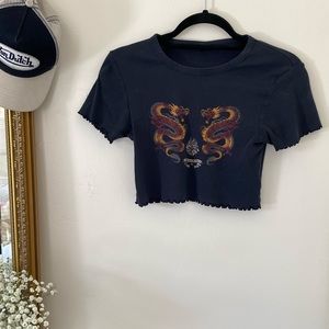 Urban Outfitters Cropped Dragon Graphic Tee